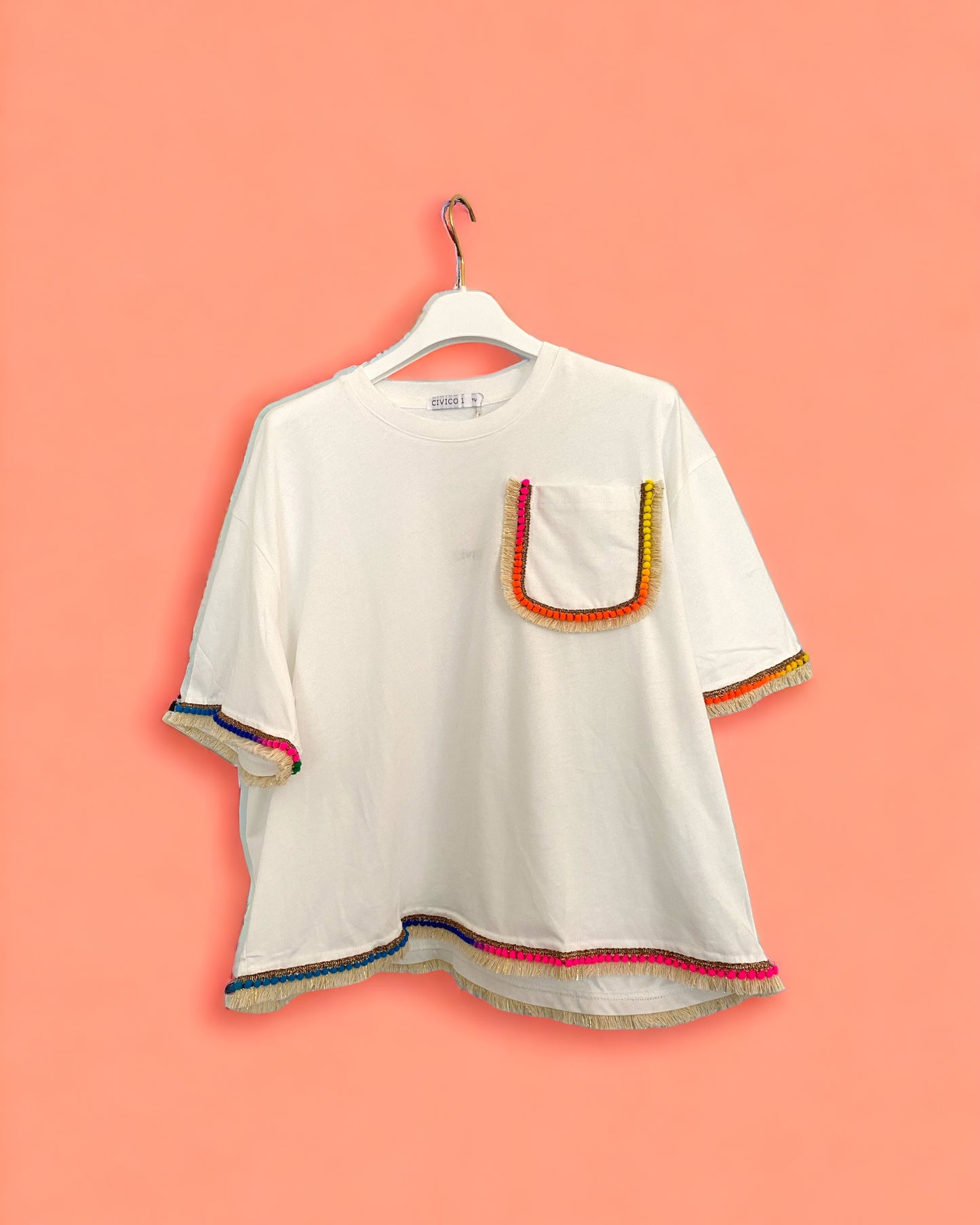 T-shirt crop con nappine